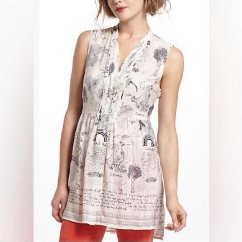 Anthropologie | Scottish Winds Frightened Rabbit Silk Tunic